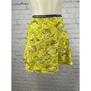 Urban Outfitters Multicolor Yellow Floral Short A-Line Mini Wrap Skirt Size S